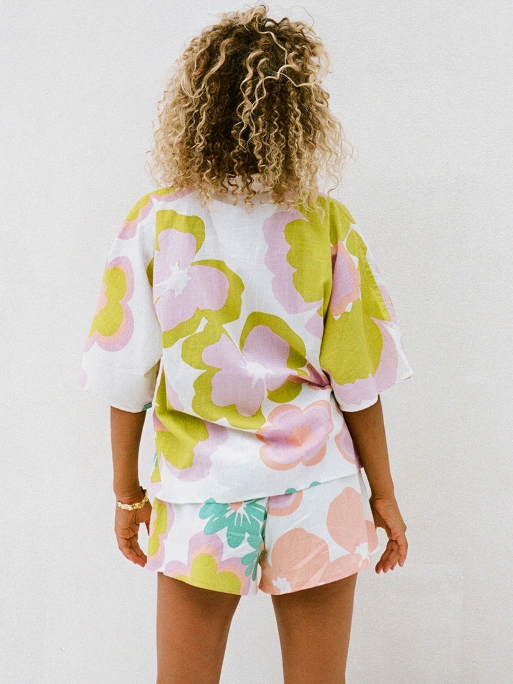 SABO Seona Top and Shorts Matching Set Bubblegum Floral Tropical Print Size S/M - Picture 6 of 16